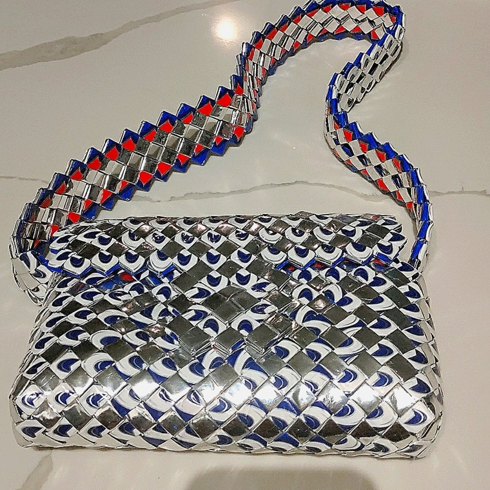 Stylish Handmade Recycled Y2K style handbag purse.